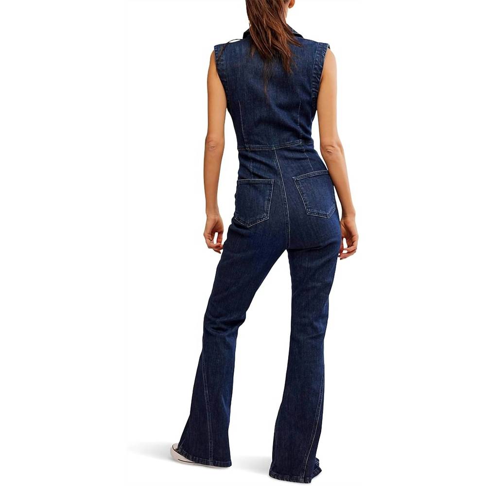 NEW FREE PEOPLE crvy ring the alarm one-piece jumpsuit in siren - Picture 2 of 3